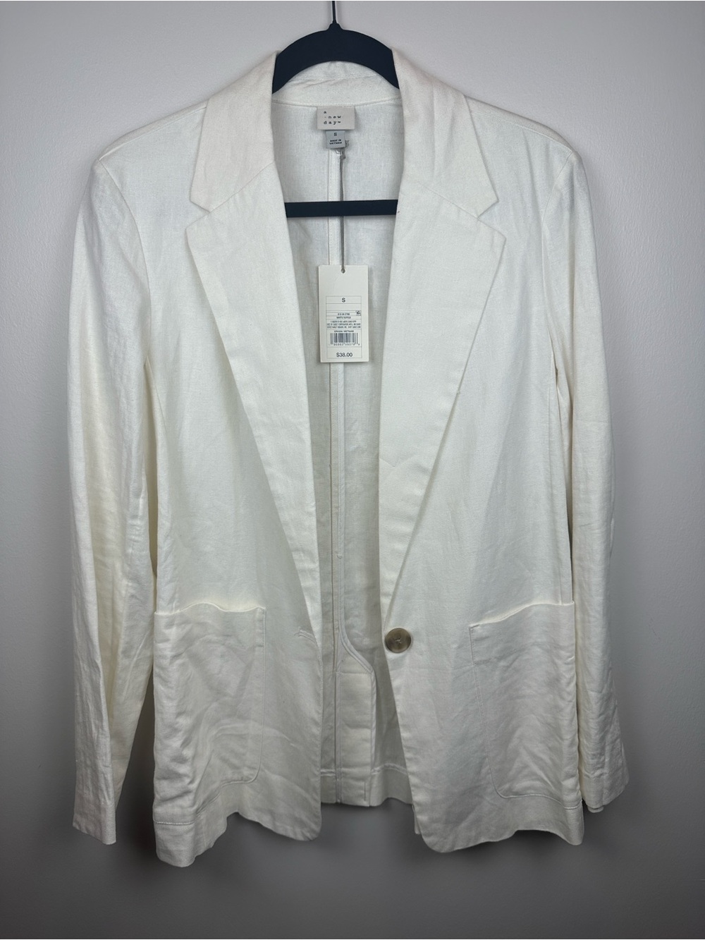 A New Day White Single-Button Linen Blend Blazer